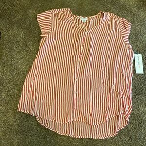 Liz Claiborne Red and White Striped Button-Down Shirt